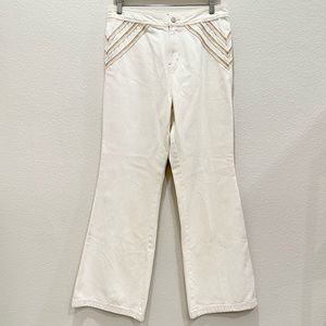 NWT! WE THE FREE Cream Embroidered Hips Flare Pants!